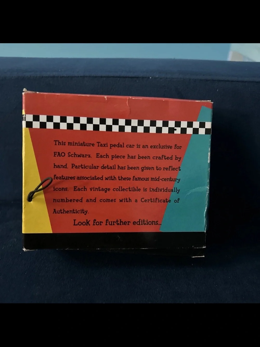 FAO CAB CO. NEW YORK 1/12 SCALE DIECAST METAL MINIATURE PEDAL CAR with BOX
